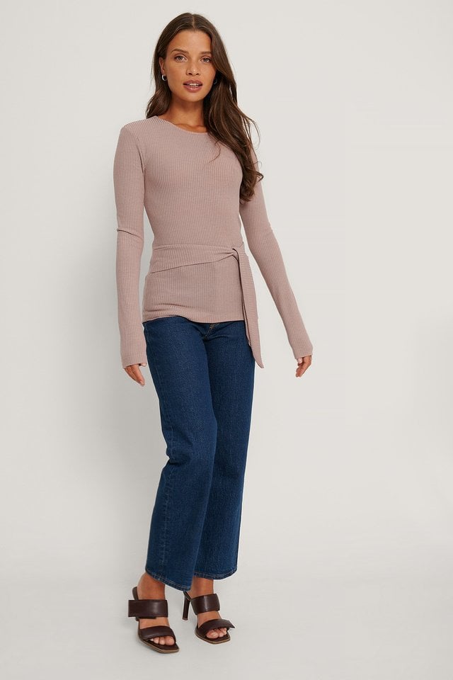Belted Long Sleeve Top Outfit.