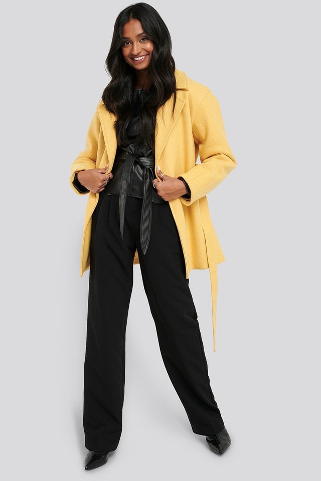 Short Belted Coat Yellow.