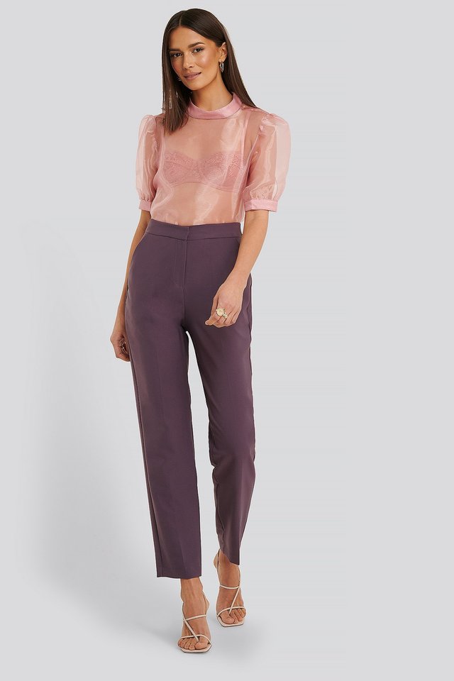 High Neck Organza Blouse Pink | na-kd.com