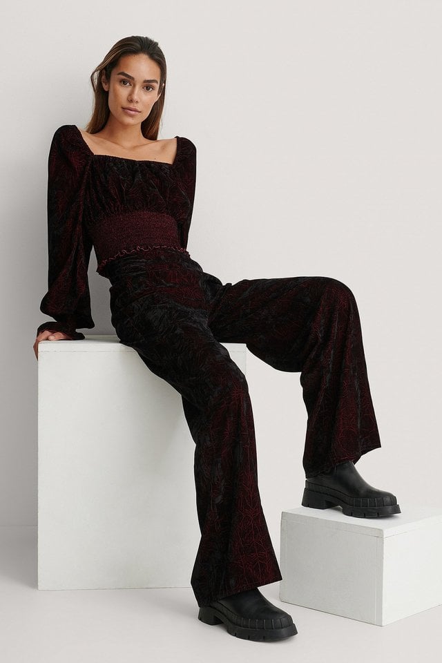 Velvet Wide Pants Outfit.