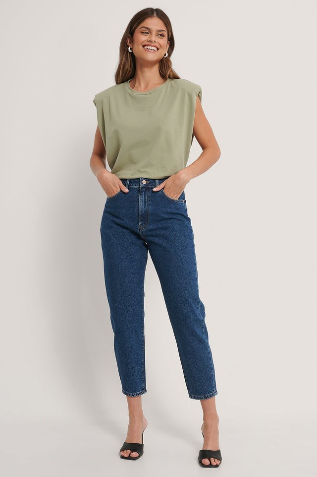 Organic Loose Fit Mom Jeans Blue.