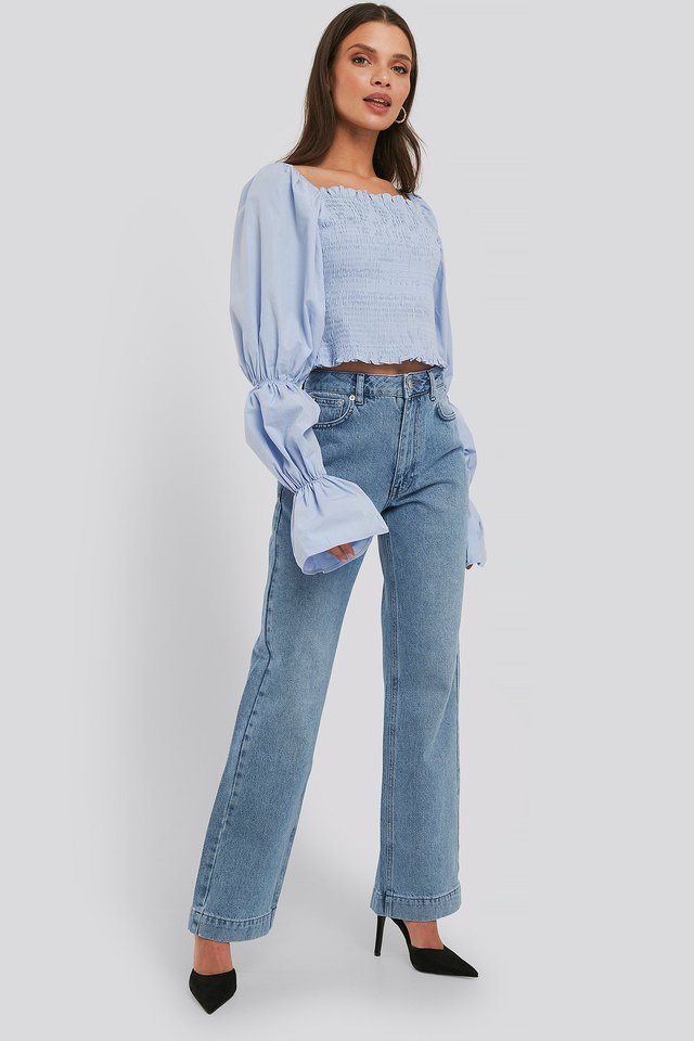 Mid Rise Straight Leg Jeans Blue | na 