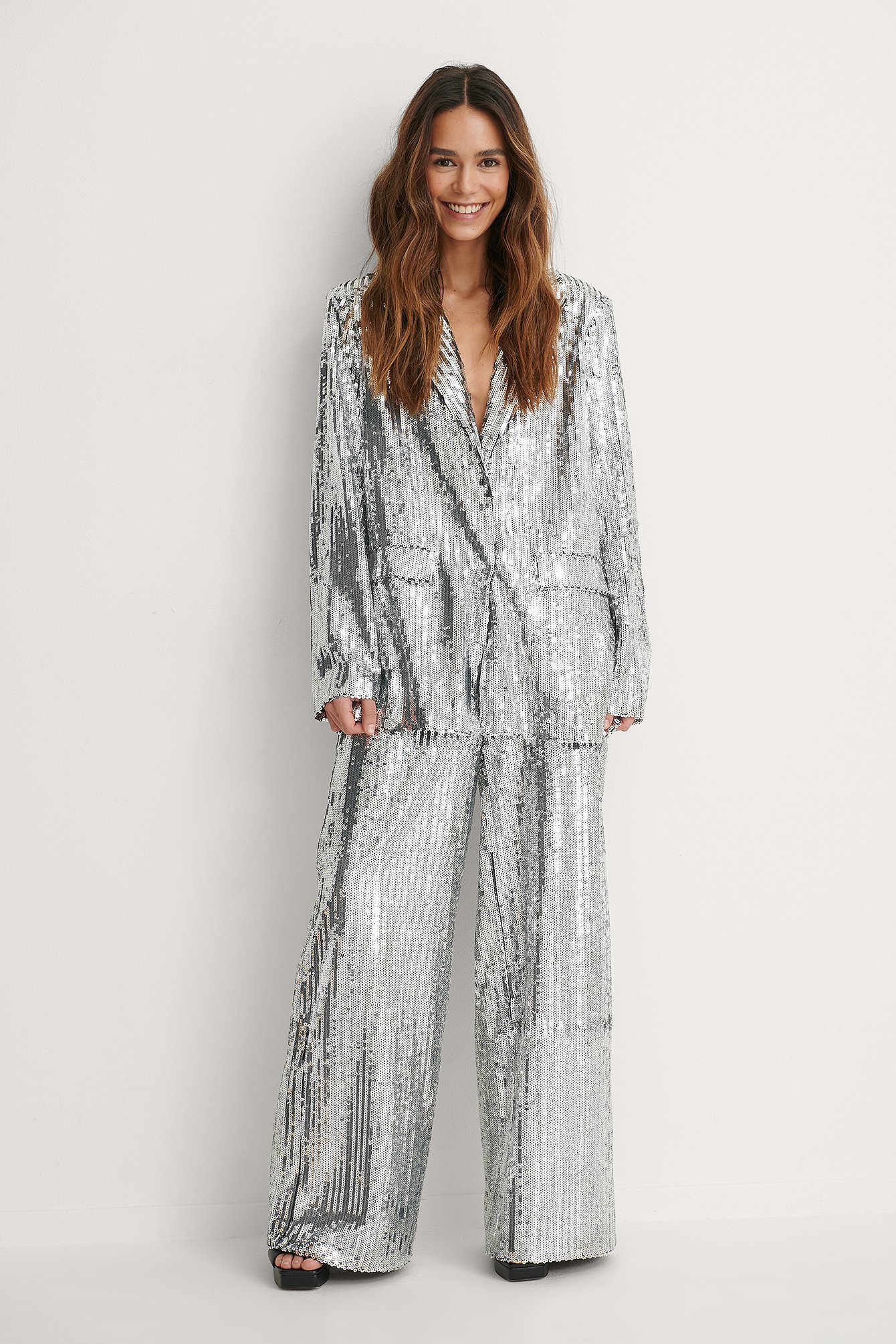 Flowy Sequin Pants Silver | na-kd.com