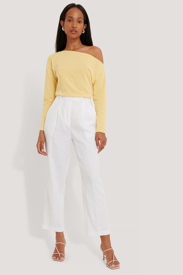 Organic Off Shoulder Longsleeve Top Outfit.