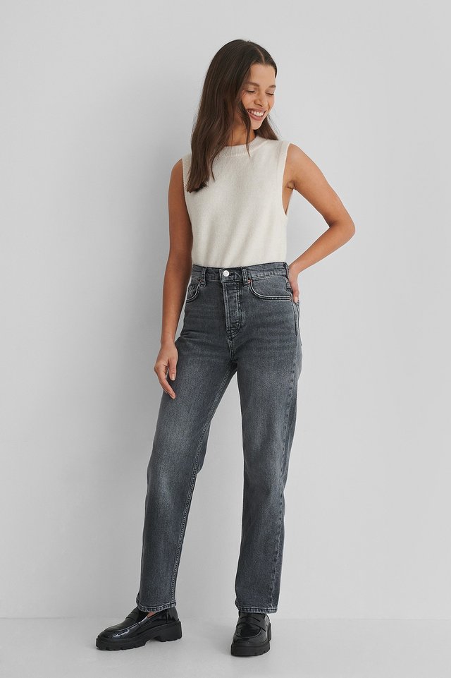 Damen Bekleidung Jeans Jeans mit gerader Passform NA-KD Party Hochgeschlossenes Pailletten-Minikleid in Grau 