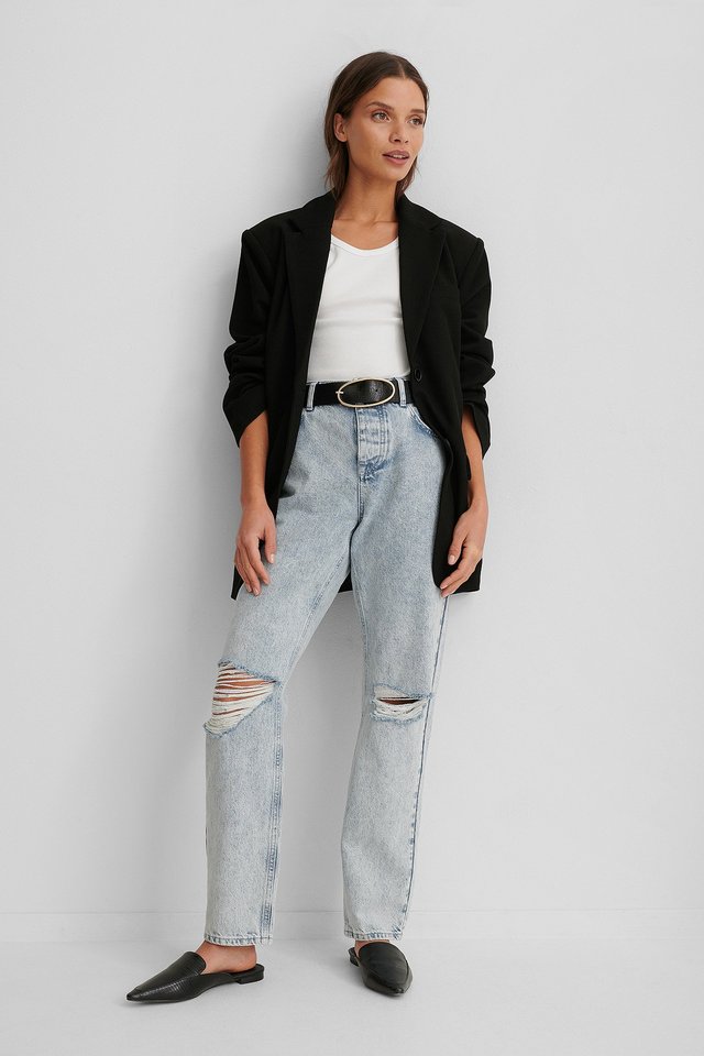 Loose Fit Destroyed Jeans Blue | na-kd.com