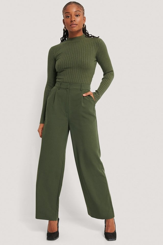Dark Green Tied Back Knitted Top