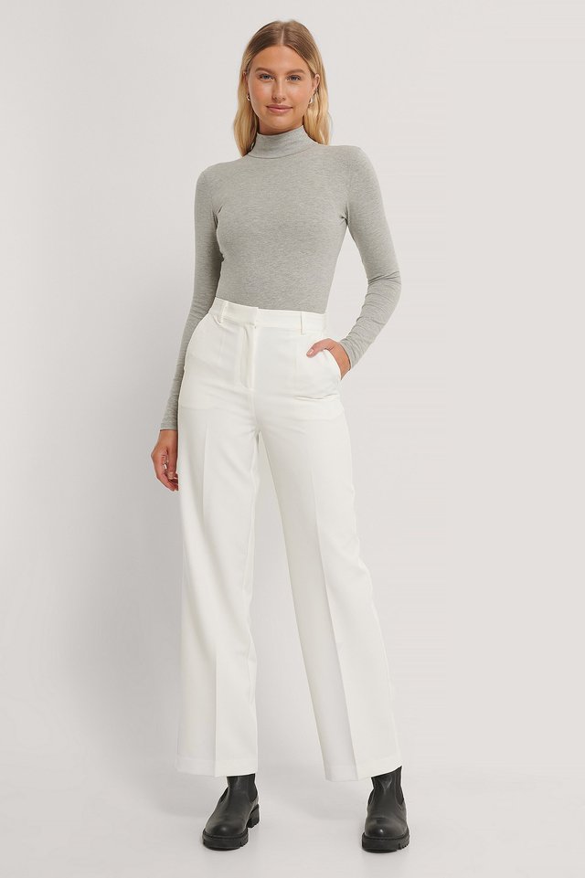 Straight Leg Suit Trousers White | na 