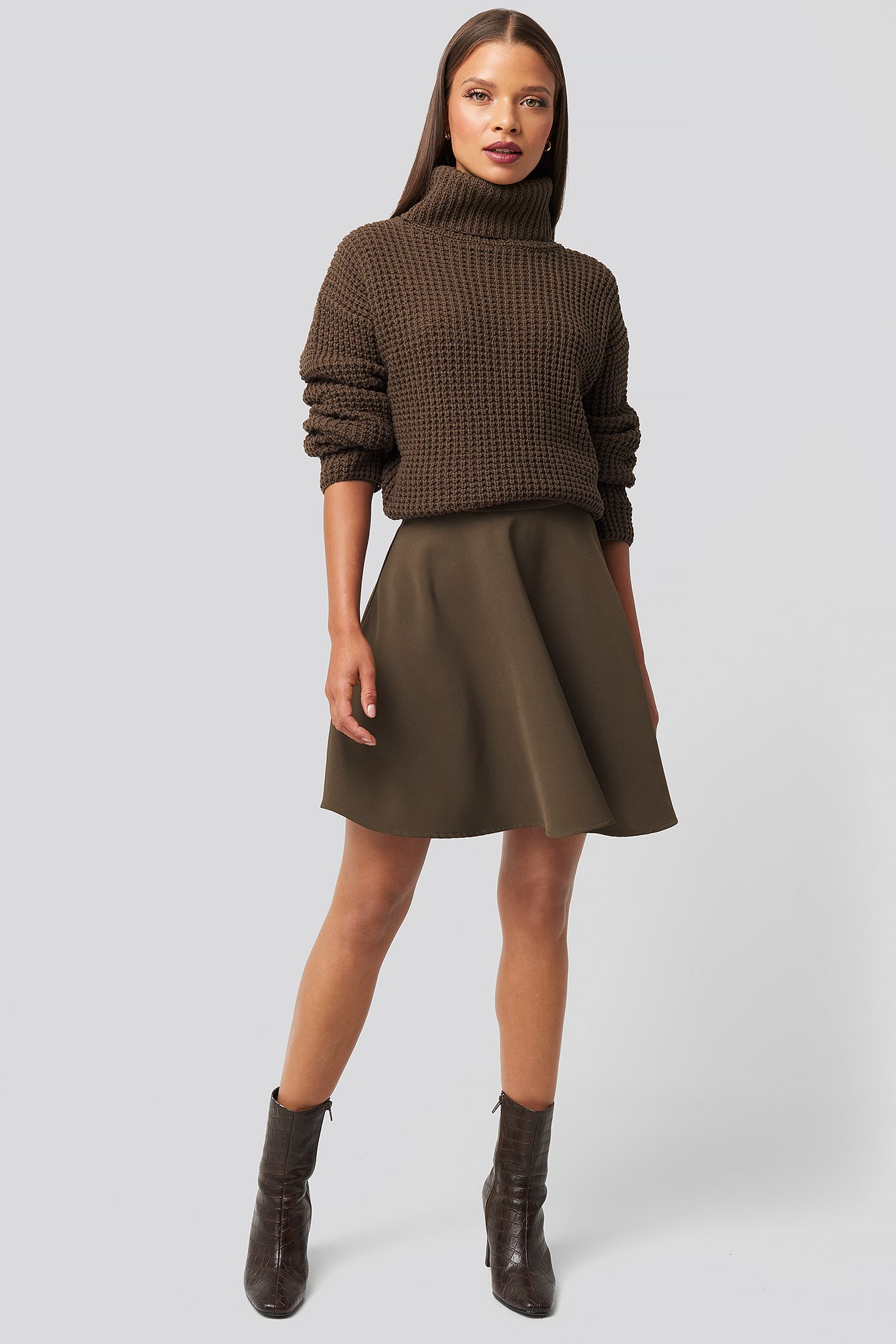 Brown High Neck Sweater