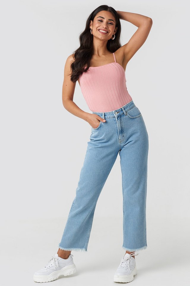 Mid Rise Straight Jeans Blue | na-kd.com