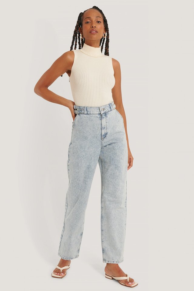 Organic Loose Fit Buckle Detail Jeans 