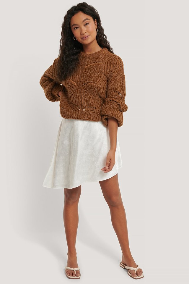 Wavy Pattern Knit Sweater Outfit.