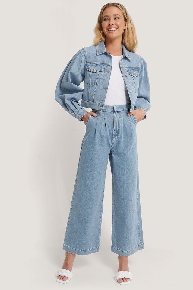 Tailored Denim Pants Blue Outfit.