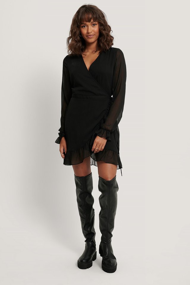 Wrap Over Self-Tie Dress Outfit.