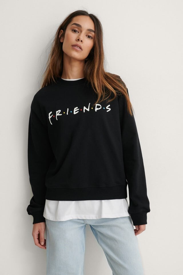 Black Print Friends Organic FRIENDS Print Basic Sweater