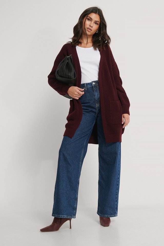 Knitted Midi Length Cardigan Outfit.