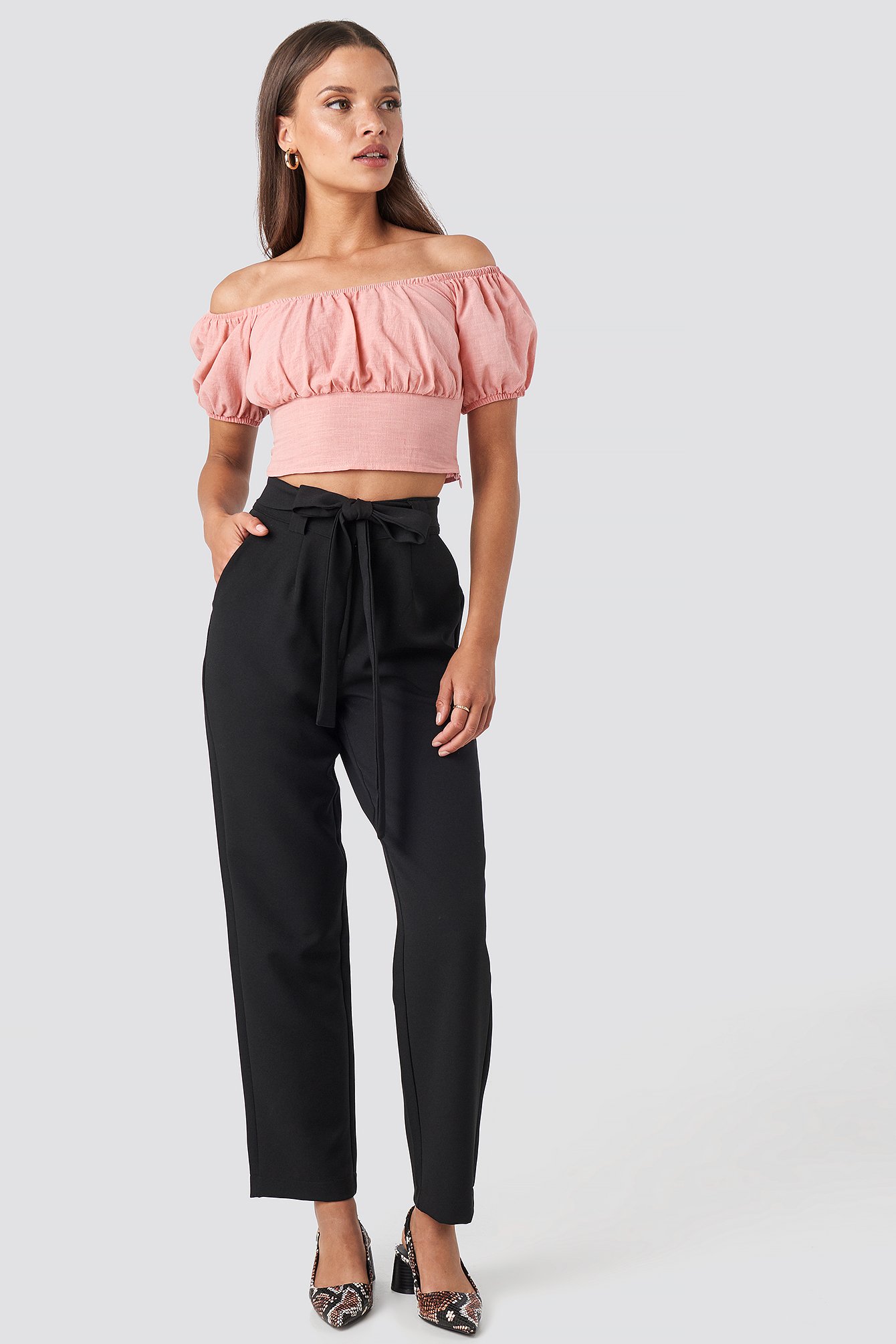 Off Shoulder Puff Sleeve Top Outfit.