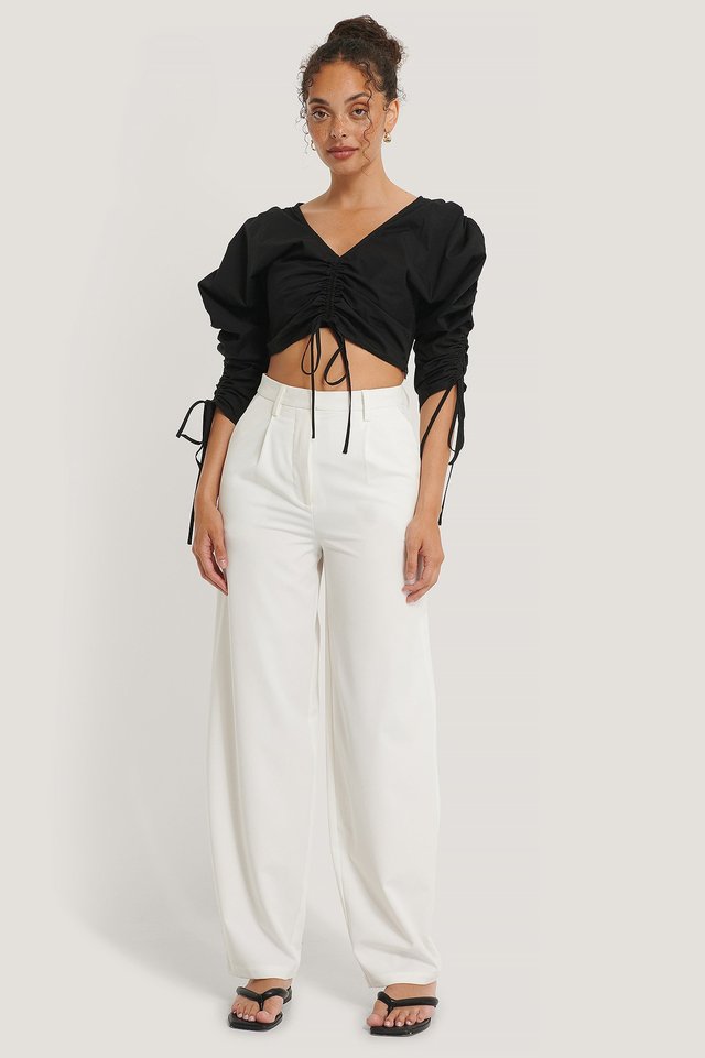 Drawstring Cropped Top Outfit.