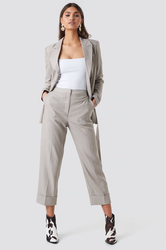 Folded Straight Suit Pants Outfit.