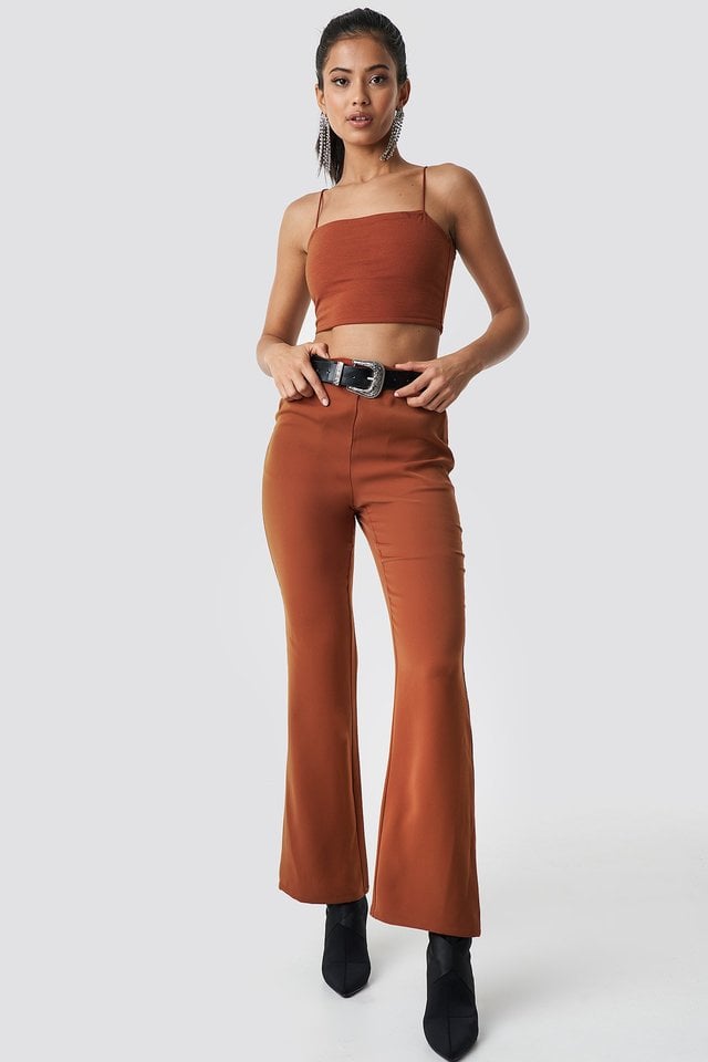 High Waist Bootcut Suit Pants Outfit.