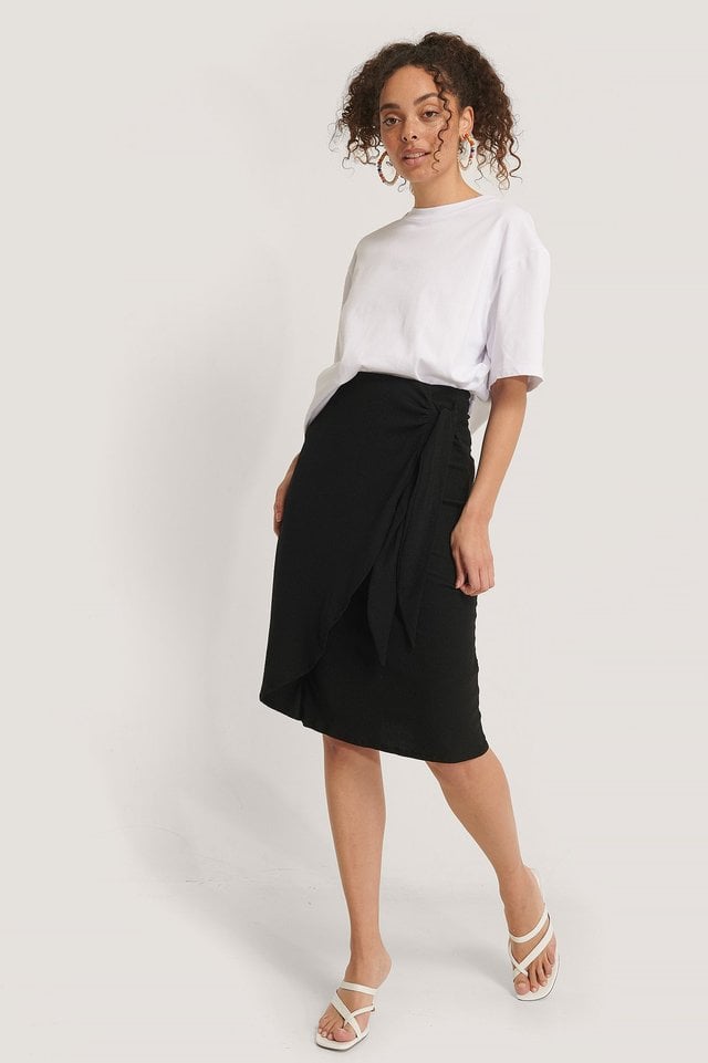 Tie Side Midi Skirt Outfit.