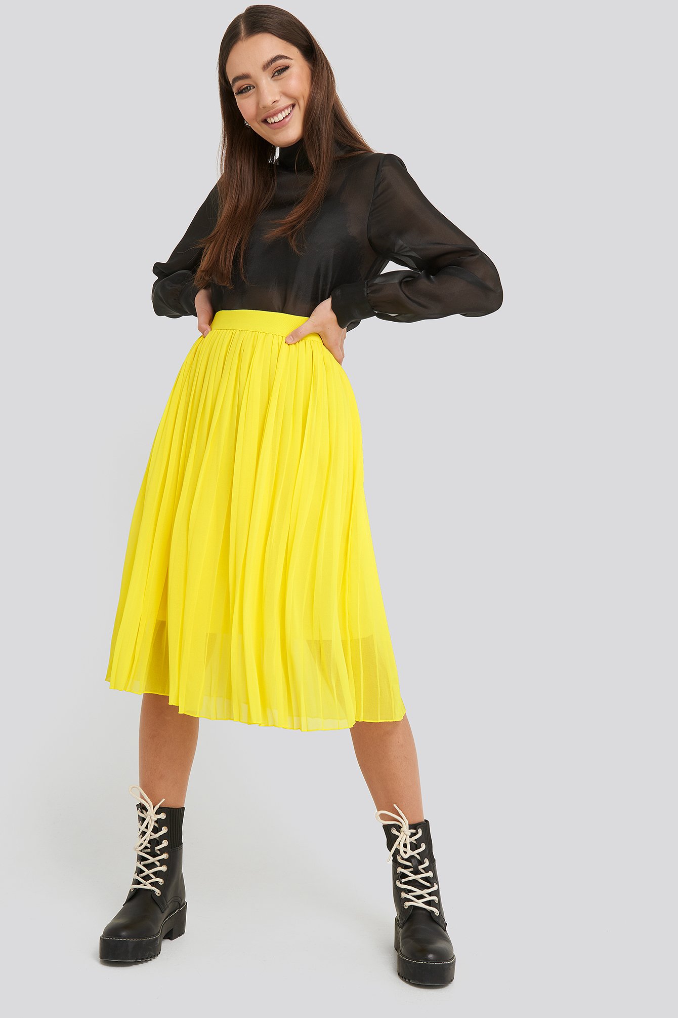 And other stories yellow pleated skirt Clearance