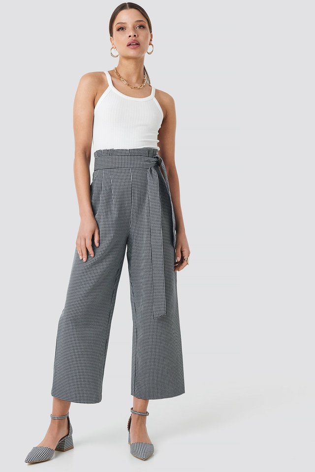 Tie Waist Cropped Wide Pants Outfit.