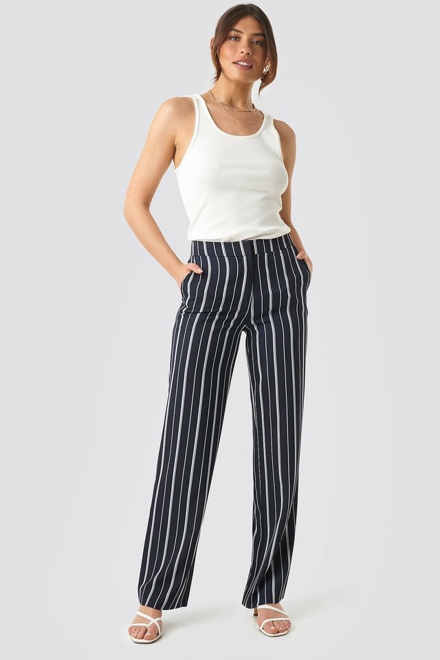 Wide Striped Suit Pants Outfit.