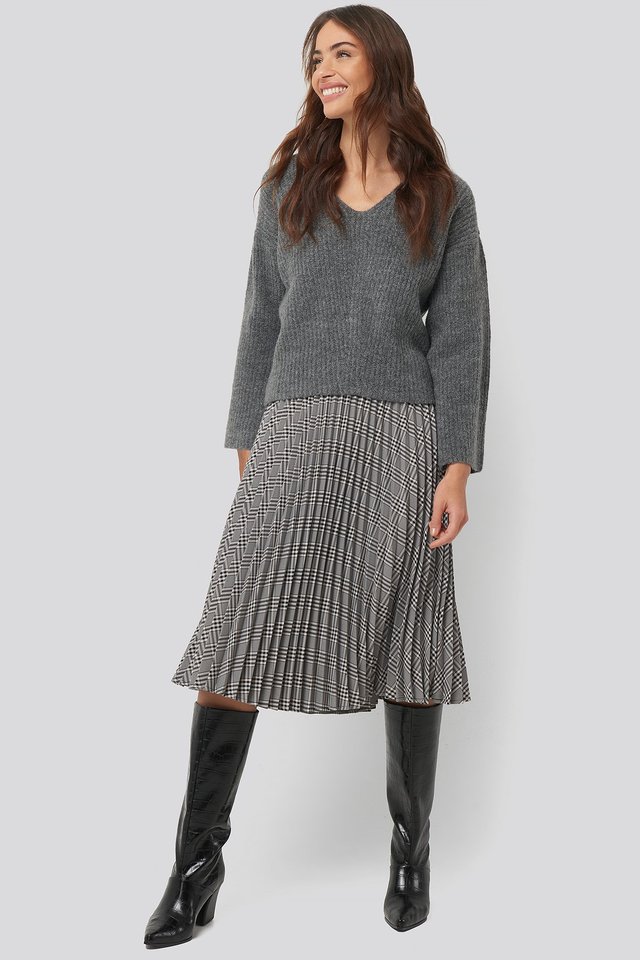 Plaid Pleated Midi Skirt Checkered | na-kd.com