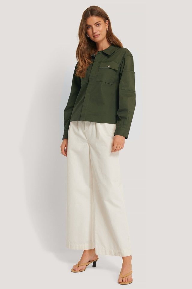 Cotton Boxy Jacket Green Outfit.