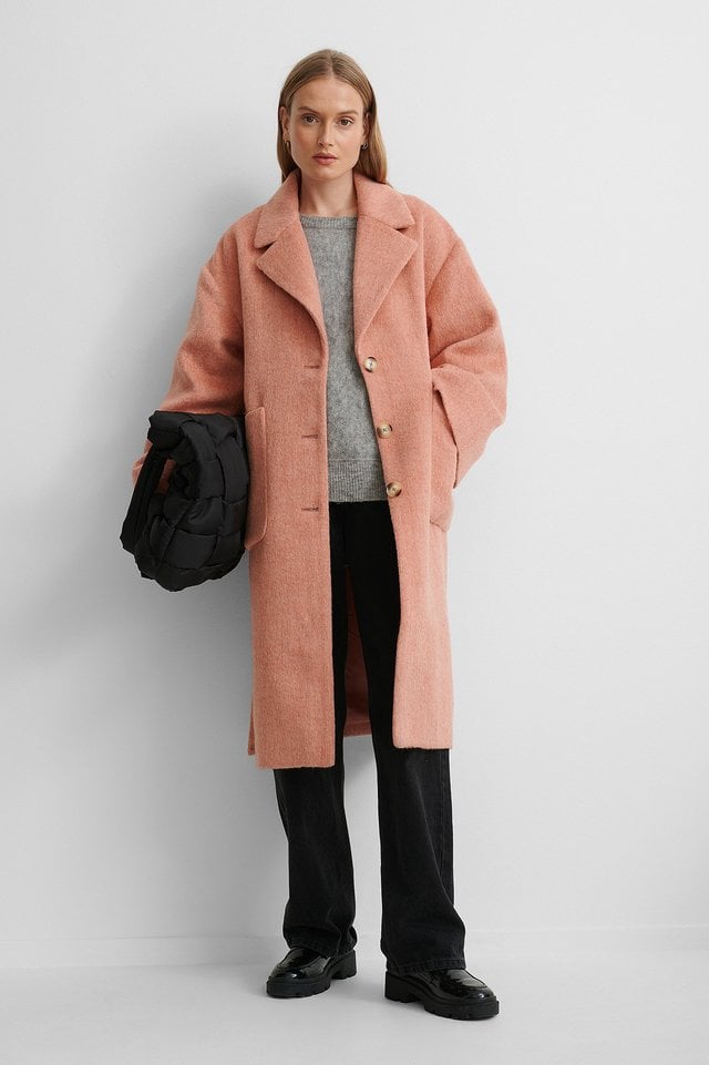 Wide Sleeve Coat Pink Outfit.