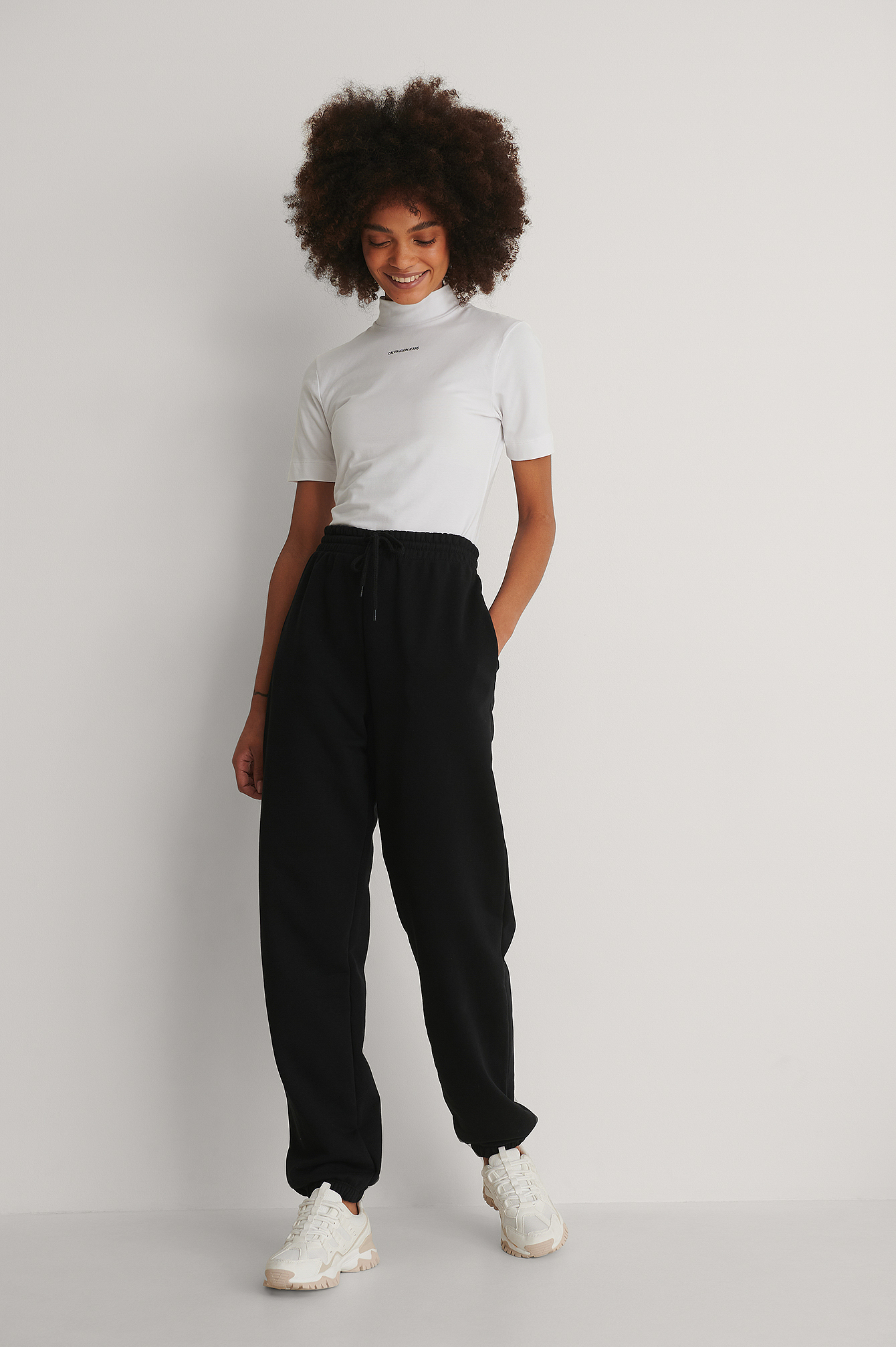 Calvin Micro Branding Stretch Mock Neck Outfit!