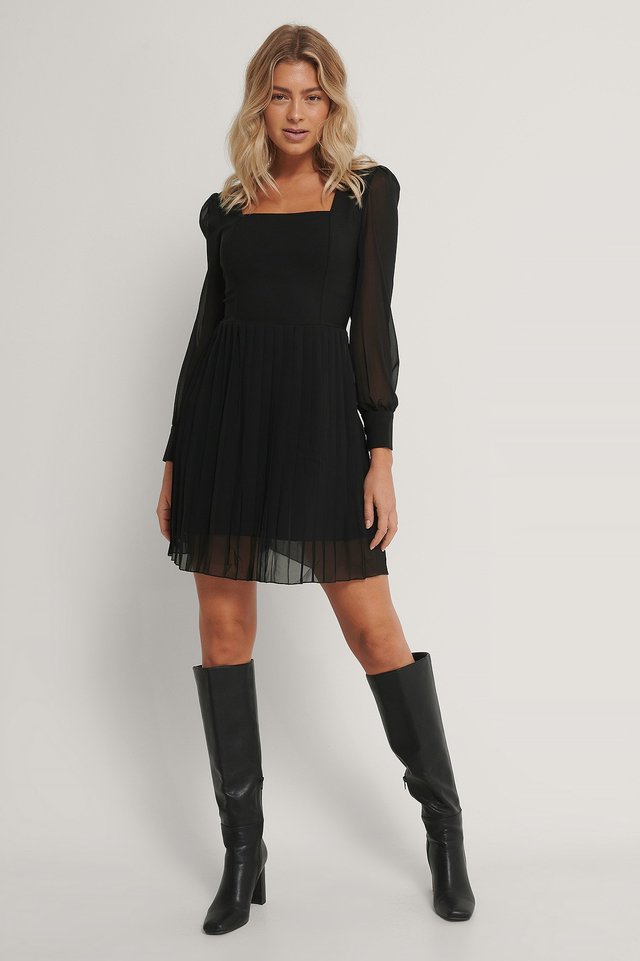 Pleated Mini Dress Outfit.