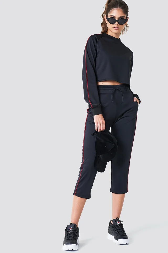 Cropped Track Sweatshirt Outfit.