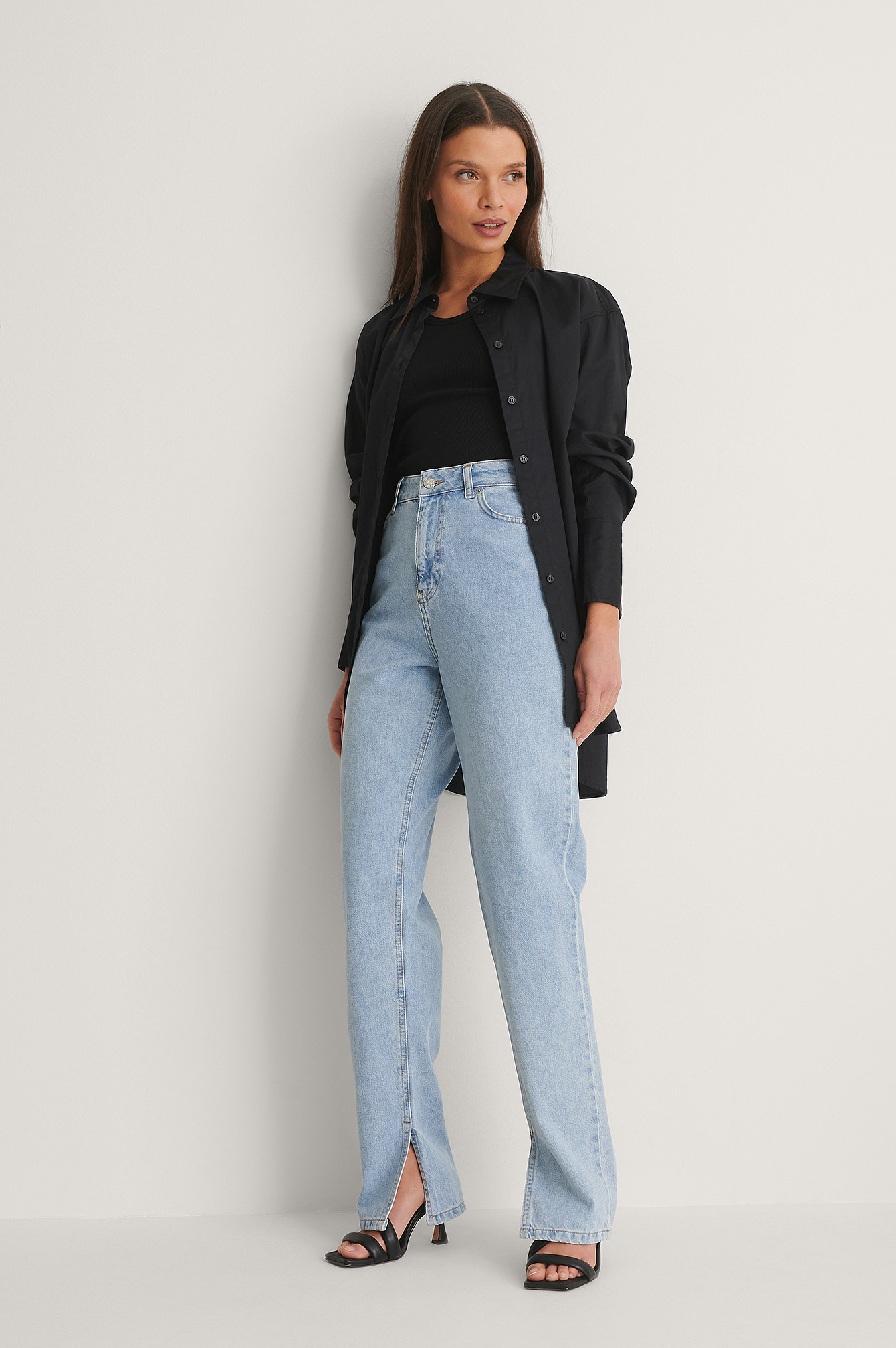 Organic Side Slit Denim Blue | na-kd.com