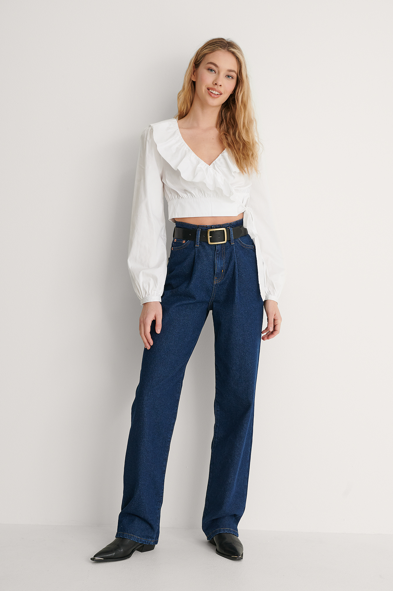 Pleated Grommet Blue Denim