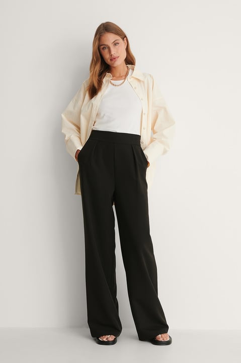 High Waisted Wide Leg Suit Pants Outfit.