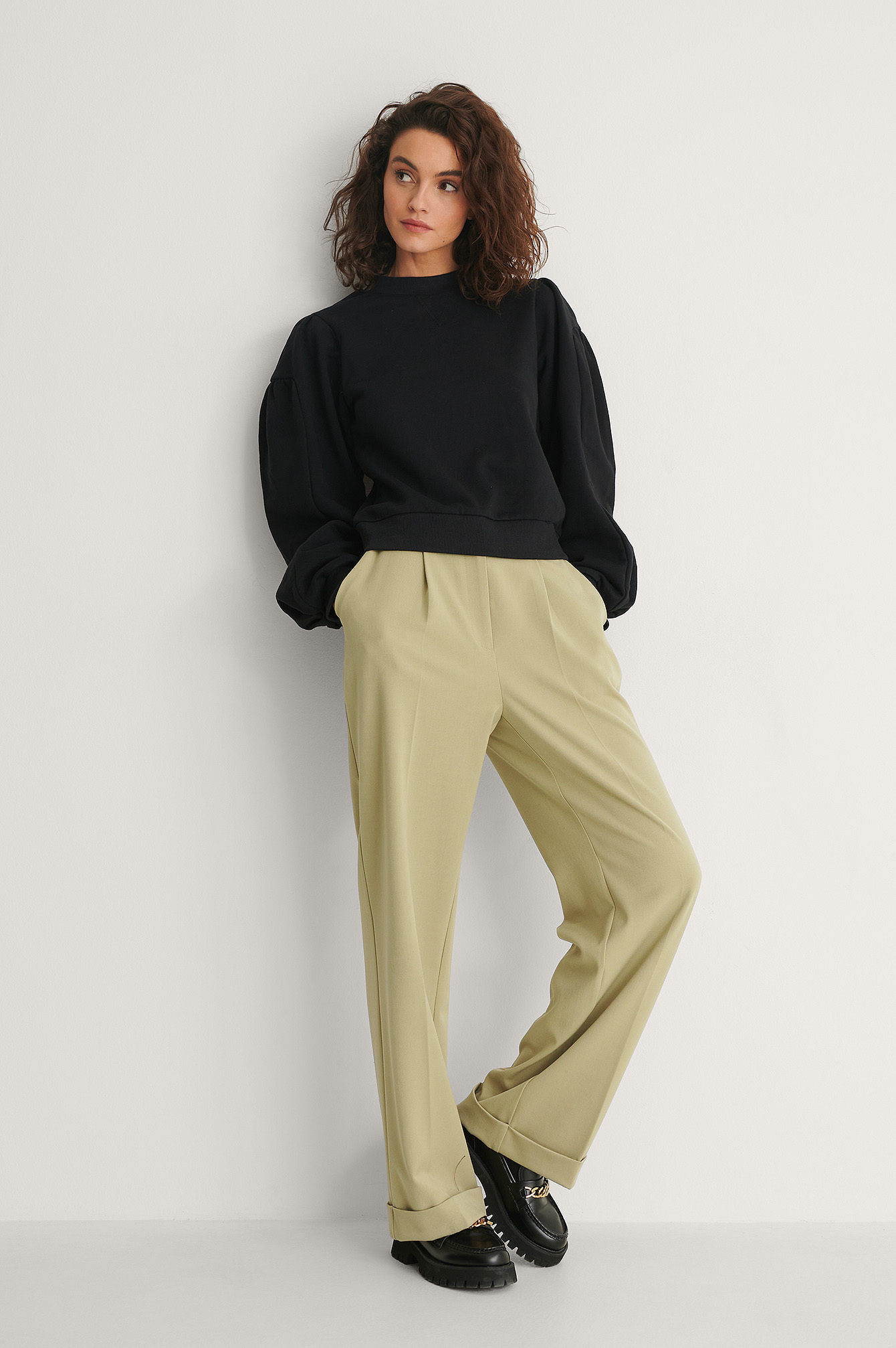 Puff Sleeve Sweatshirt Black | na-kd.com
