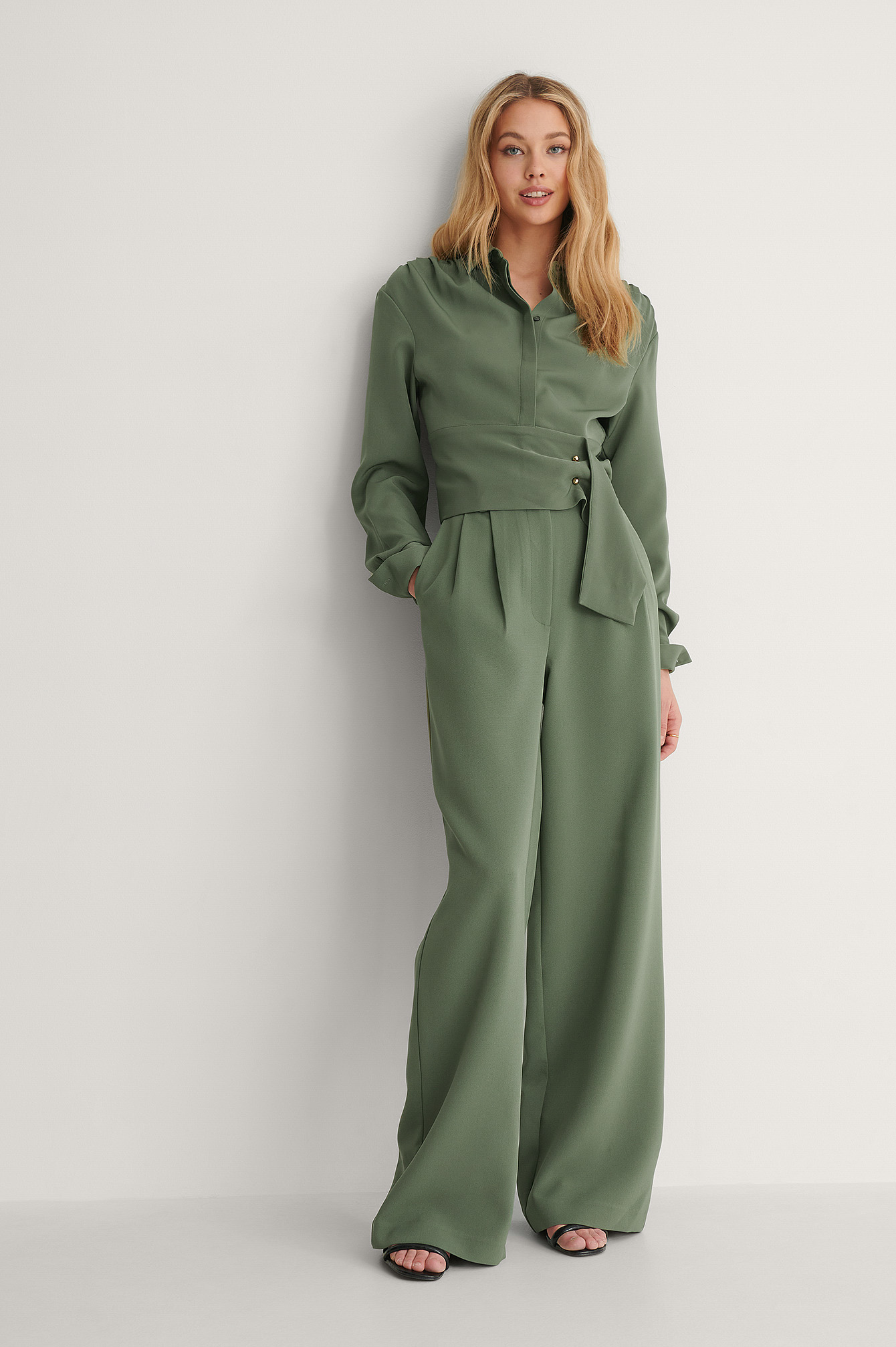 Super High Waist Suit Pants Green | na 