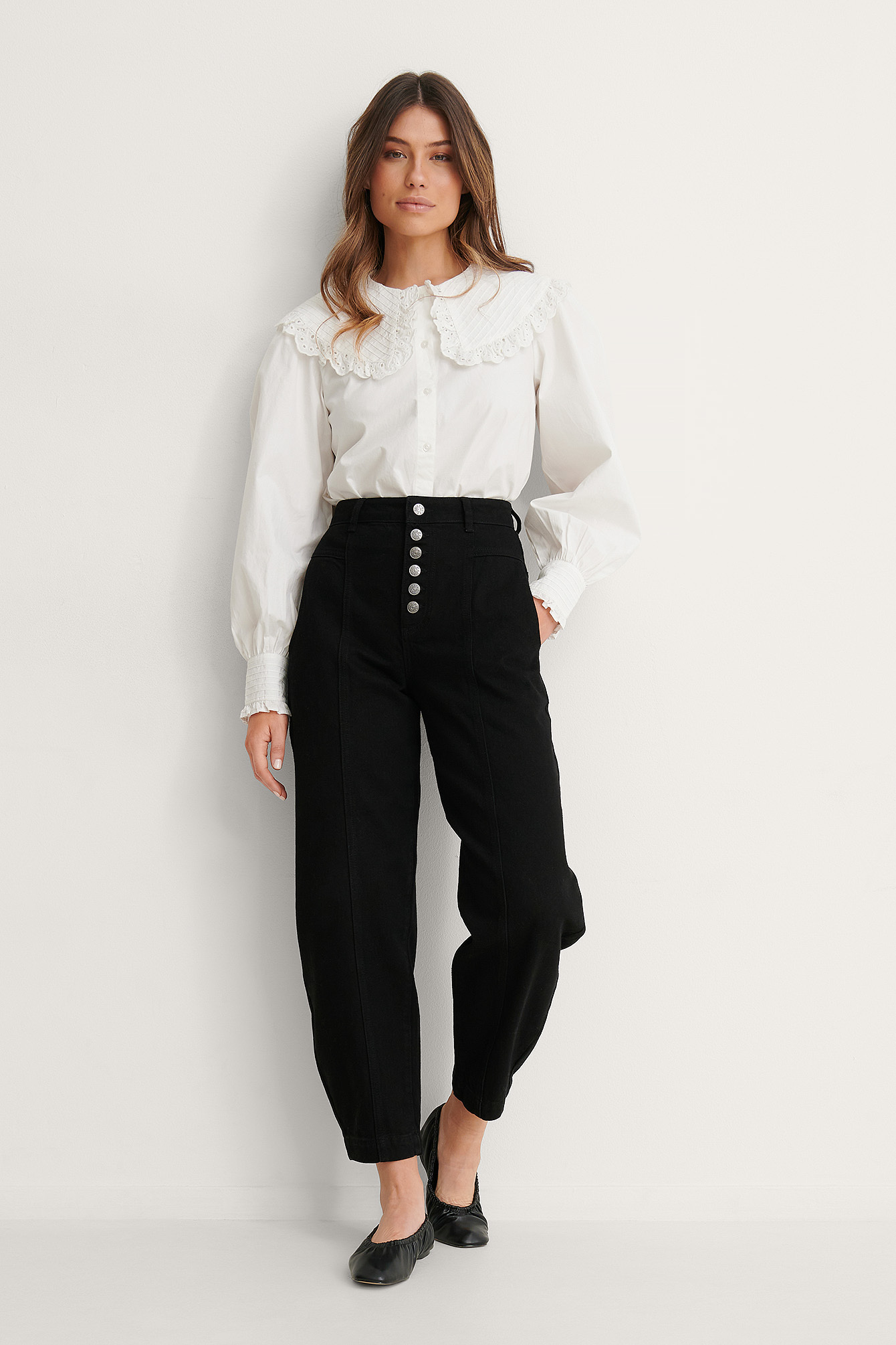 Organic Button Fly Cocoon Jeans Black 