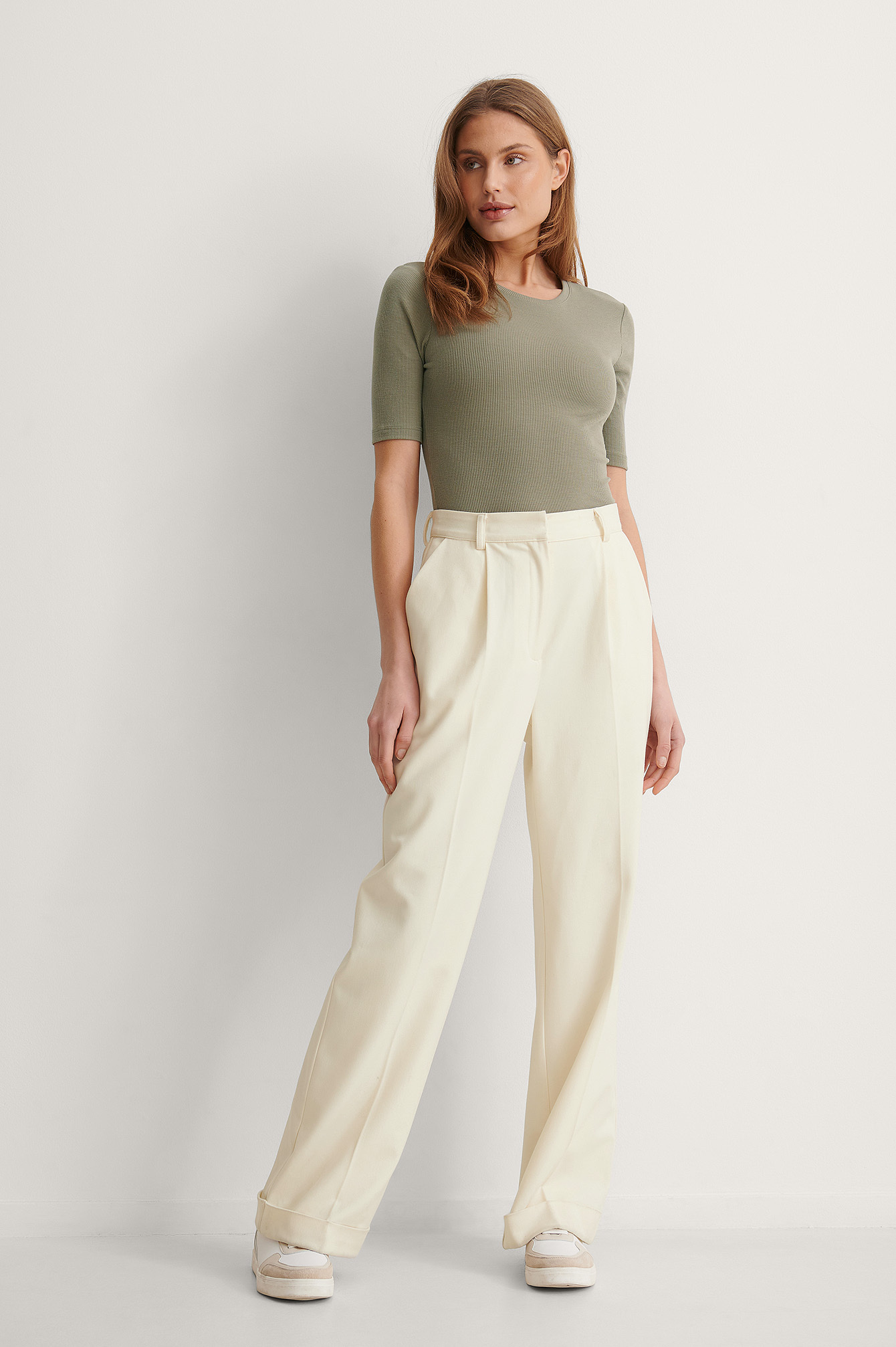 NA-KD Recycled Round Neck Ribbed Top Outfit