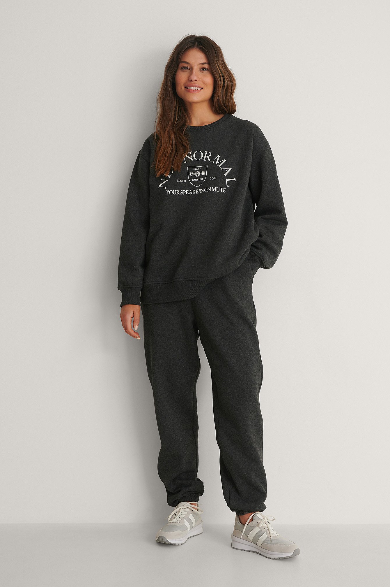 Embroidery Print Sweatshirt and sweatpants outfit