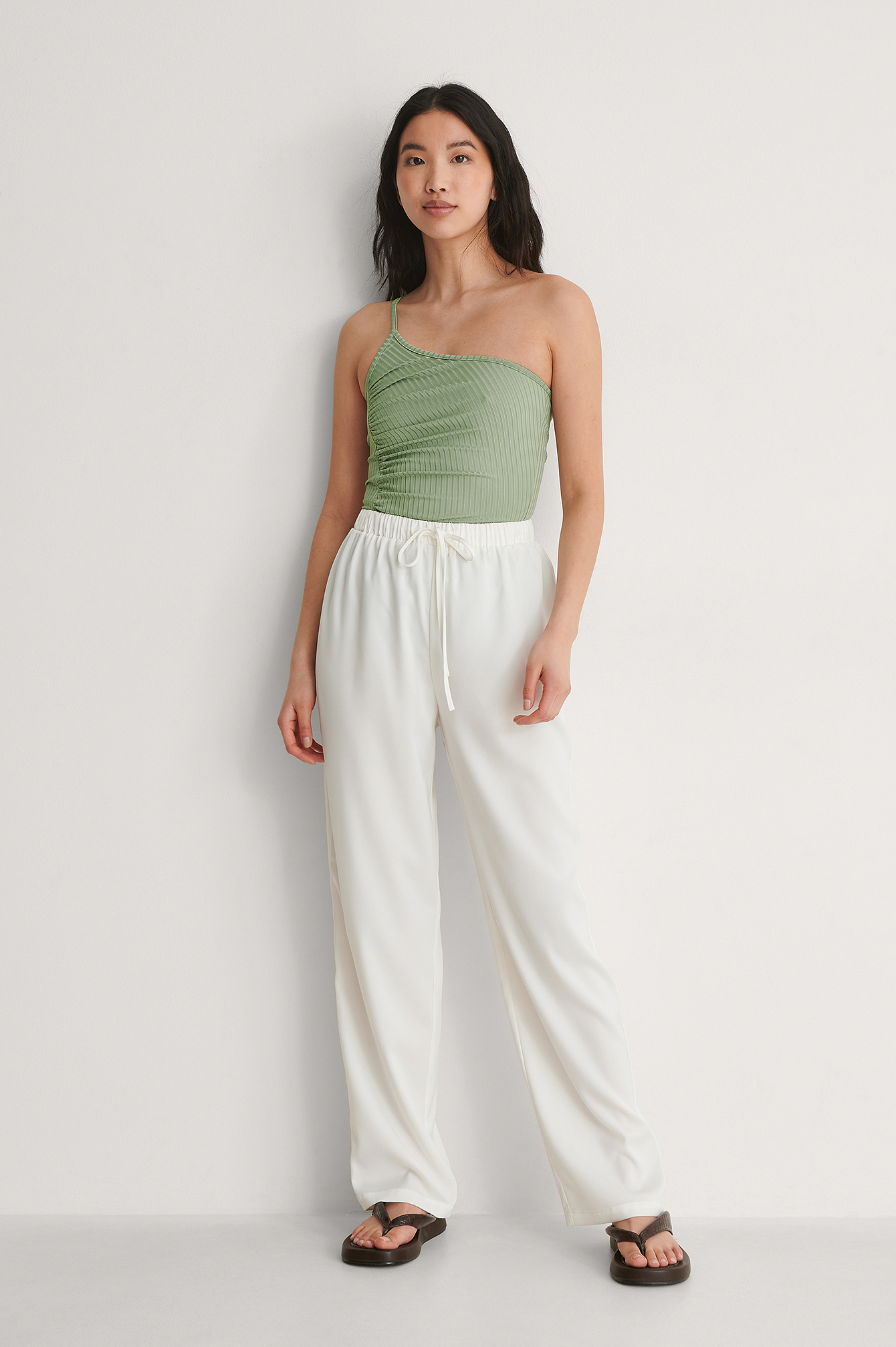 NA-KD One Shoulder Ruched Top Outfit