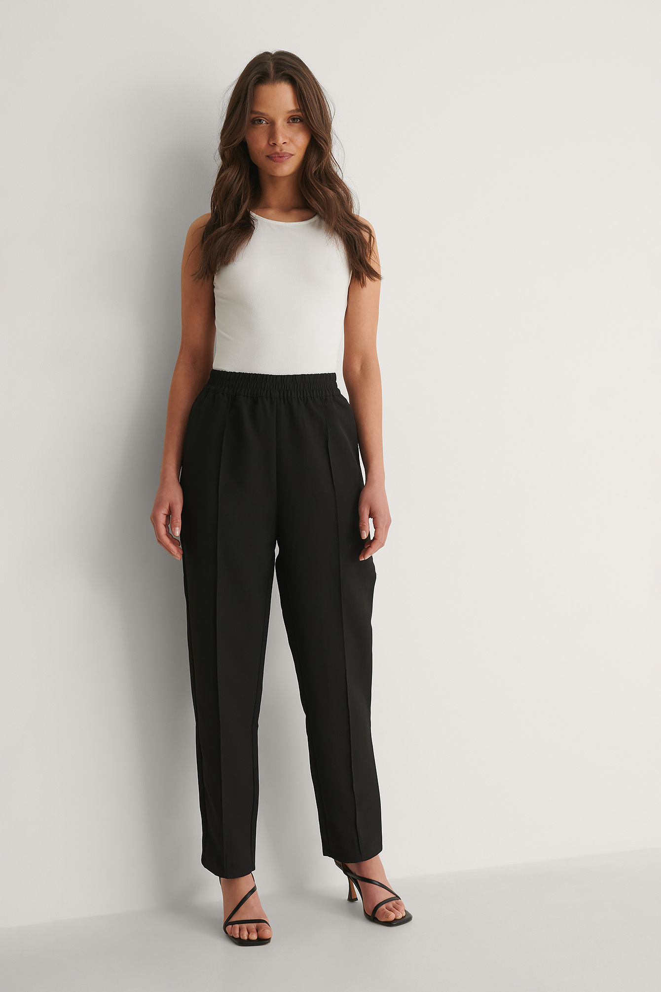 Black elastic waist trousers Clearance