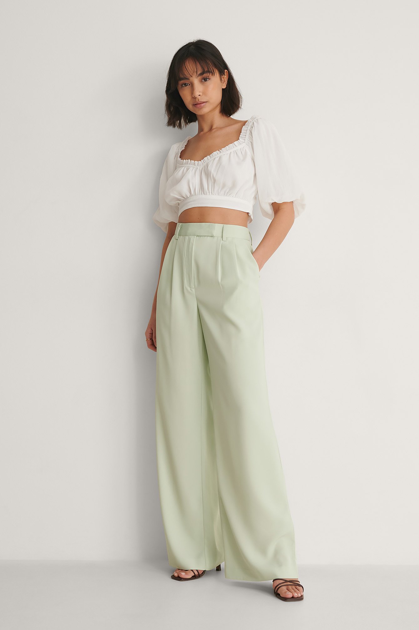 White Frill Detail Cropped Top
