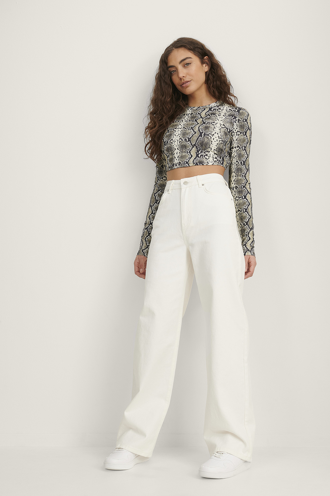 Wide Leg Skater Denim White | na-kd.com