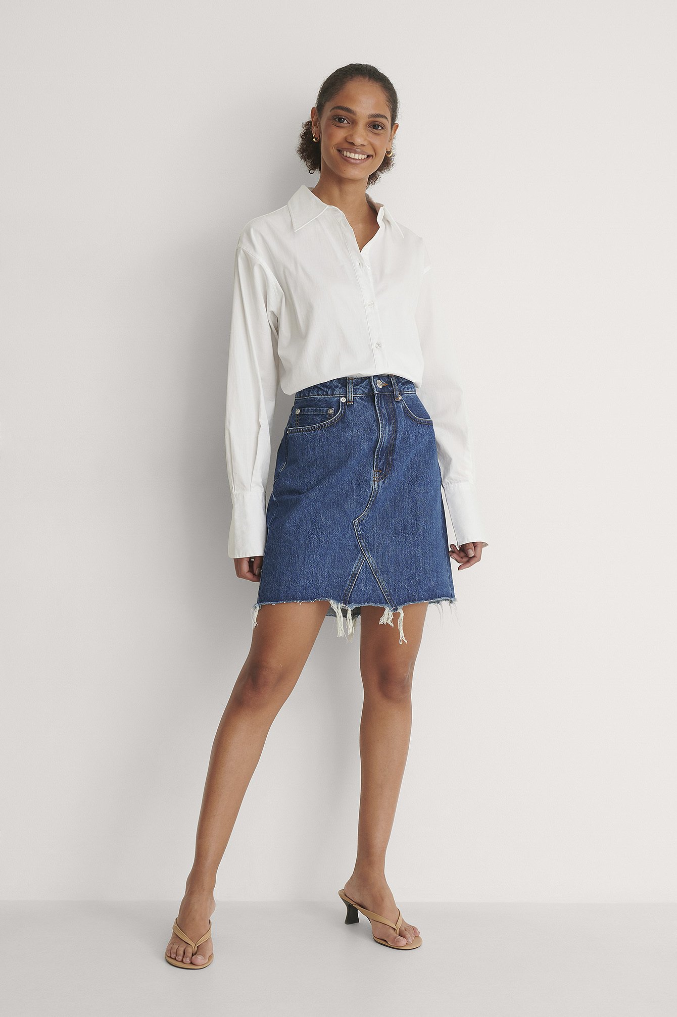 Raw Hem Mini Denim Skirt Blue | na-kd.com