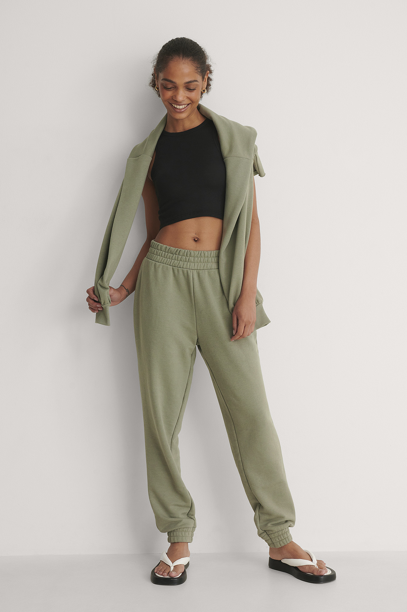 Organic Straight Basic Sweatpants Green 