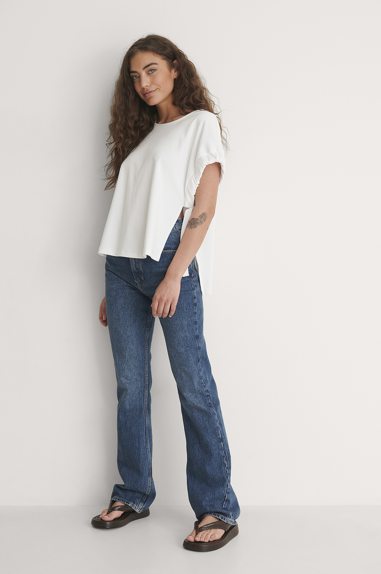 High Waist Flare Jeans Blue | na-kd.com