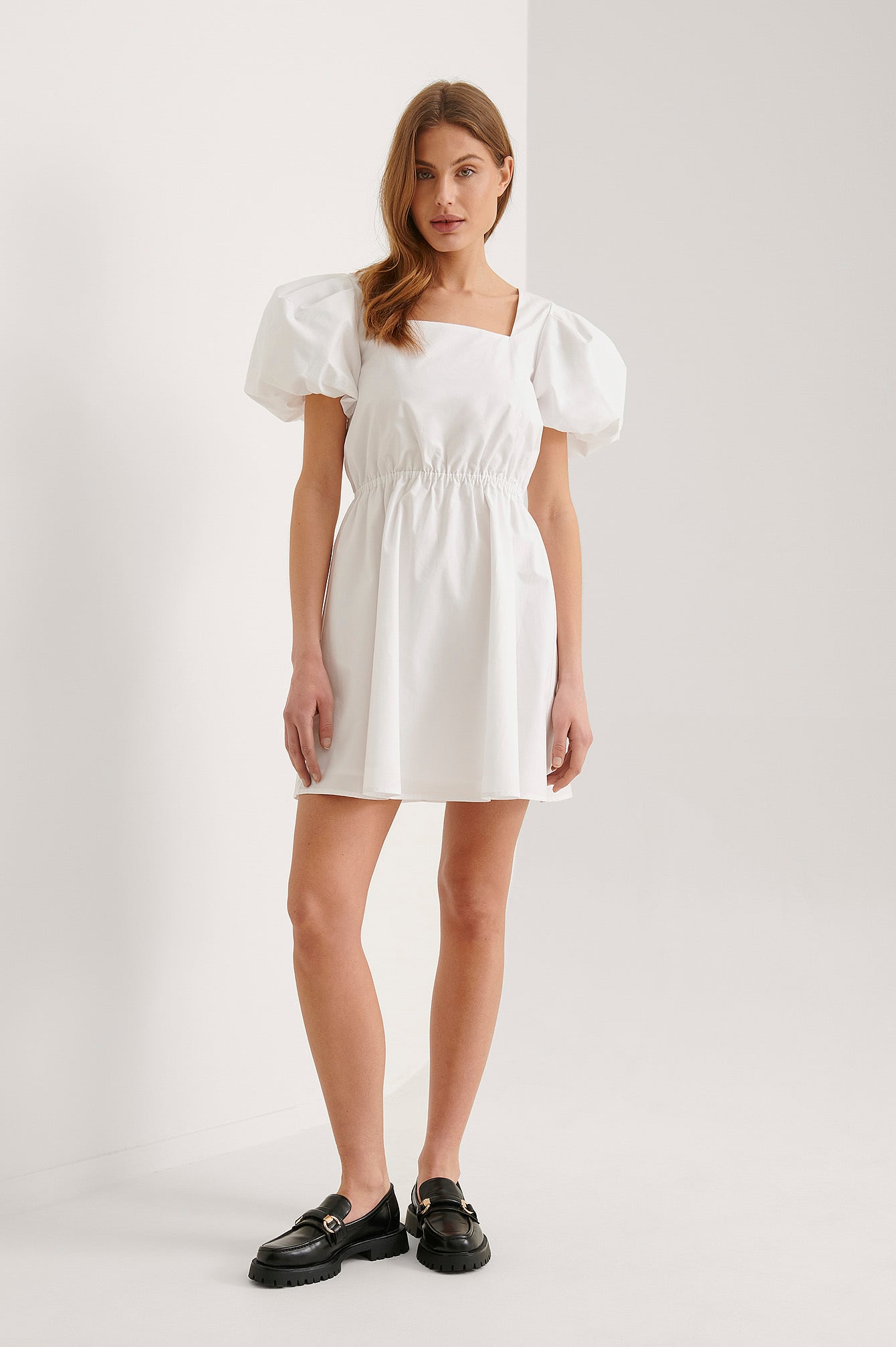 Organic Lacing Back Cotton Dress White